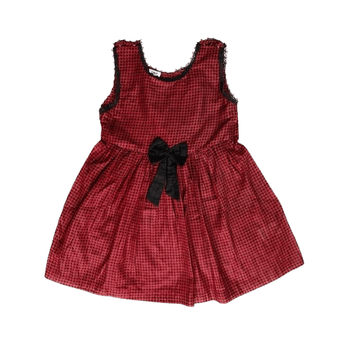 Red with black squares dress