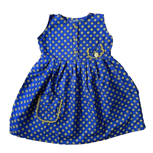Royal blue floral dress with pocket