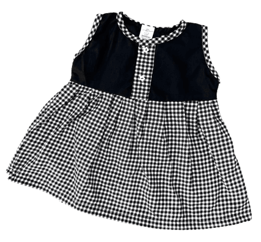 Black and white squares with black dress