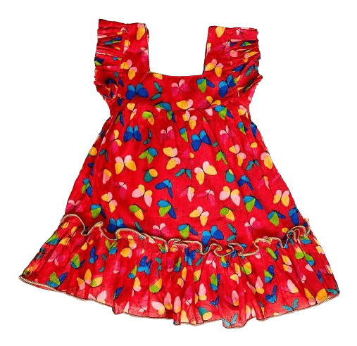 Red butterfly with frills dress
